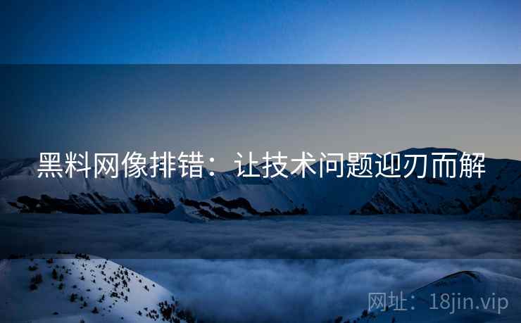 黑料网像排错：让技术问题迎刃而解