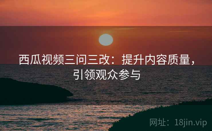 西瓜视频三问三改：提升内容质量，引领观众参与