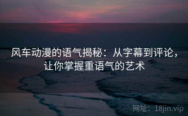 风车动漫的语气揭秘：从字幕到评论，让你掌握重语气的艺术